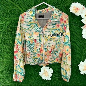 Hurley tropical printed cropped windbreaker juniors size medium NWT